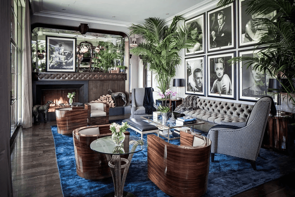 Art deco interior design style -rich colors bold geometry and decadent detail work